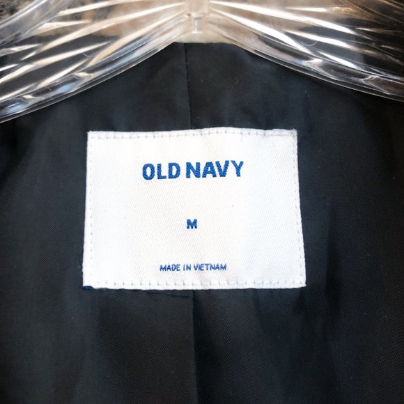 Old Navy Classic Wool Blend Black Cream Plaid V Neck Trench Coat Women's Medium - Picture 7 of 10